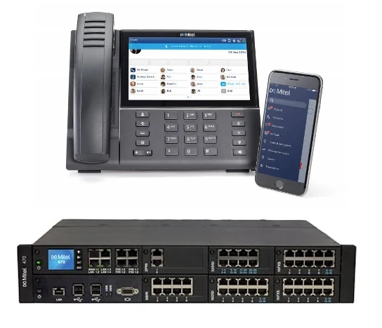Mitel MiVoice Office 400 (Mitel-470-Controller) mit Tischtelefon, Smartphone und MiCollab-App